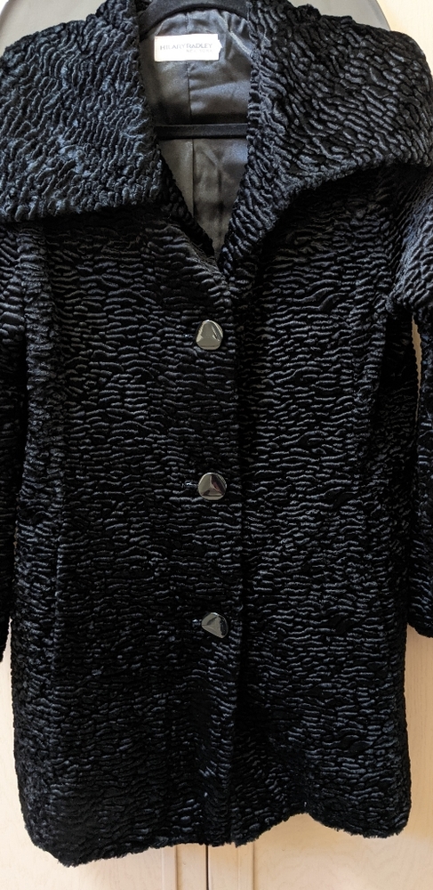 Hilary Radley Black Faux Ermine Car Coat